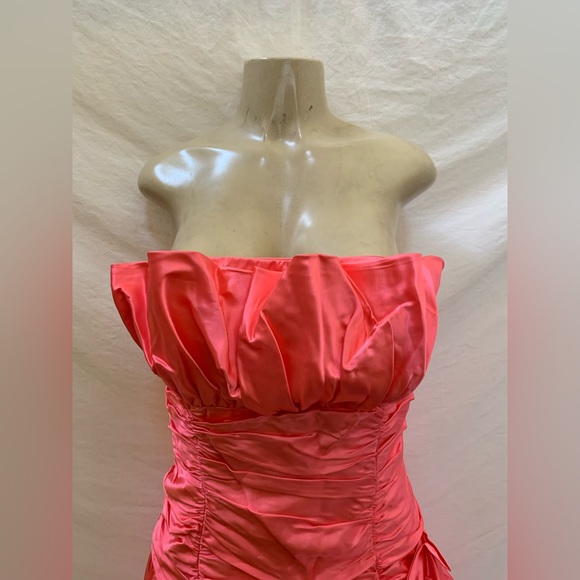 VTG LA Glo Size 11/12 Pink Strapless Glam Dress With Bow - Picture 3 of 10